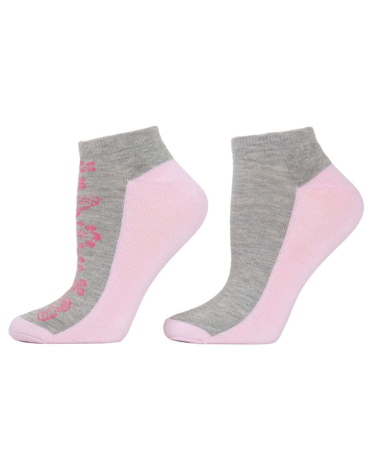 4 Pack Natori Butterfly Cushioned No-Show Socks : Color: Gray Pink