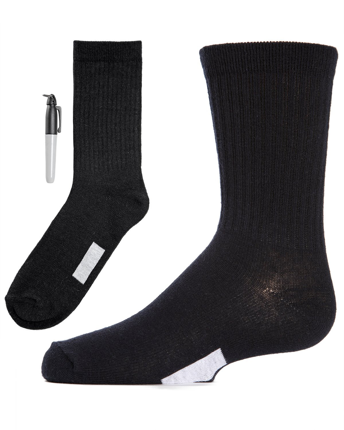 Write On Camp Kids Cotton Blend Crew Sock 3-Pack : Color: Black