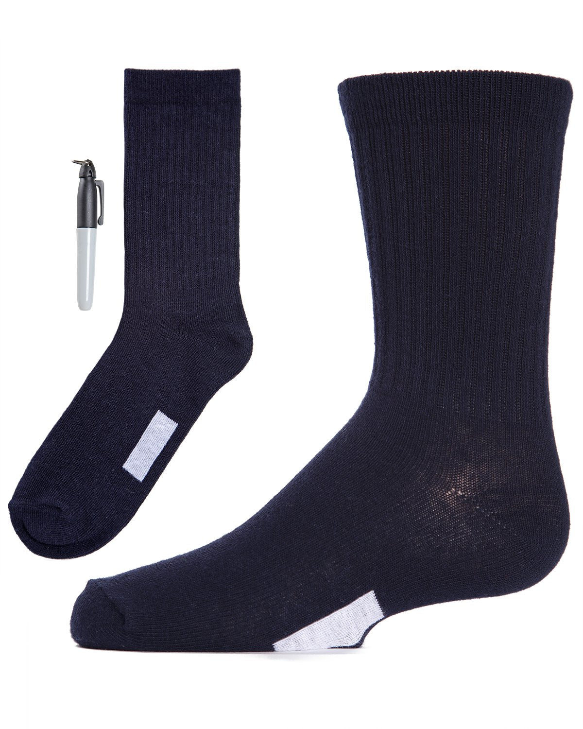 Write On Camp Kids Cotton Blend Crew Sock 3-Pack : Color: Navy