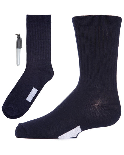 Write On Camp Kids Cotton Blend Crew Sock 3-Pack : Color: Navy