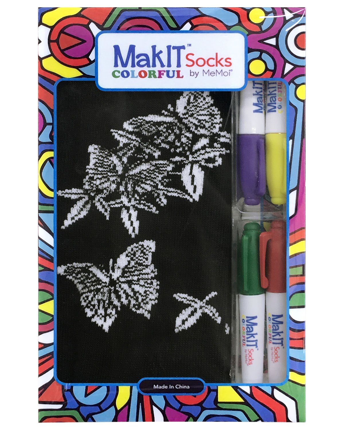 MakIT Color Your Own Floral Crew Sock Marker Kit : Color: Flowers