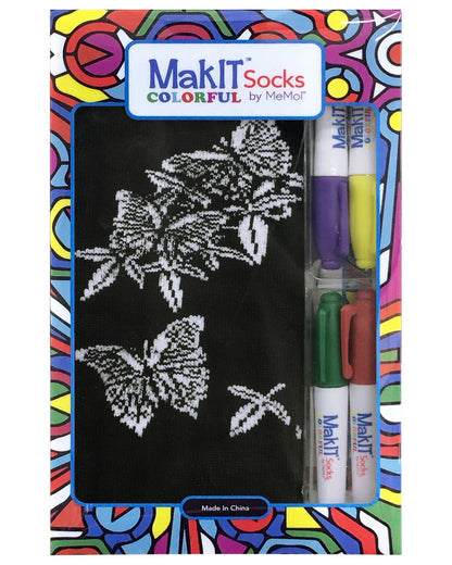 MakIT Color Your Own Floral Crew Sock Marker Kit : Color: Flowers