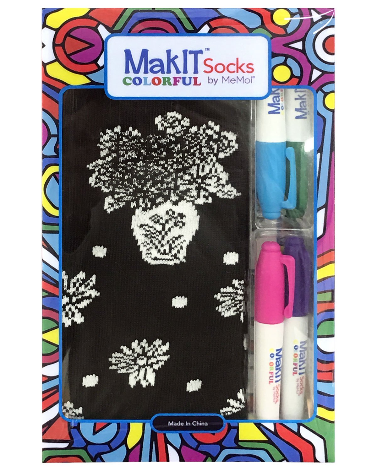 MakIT Color Your Own Floral Crew Sock Marker Kit : Color: Flowers
