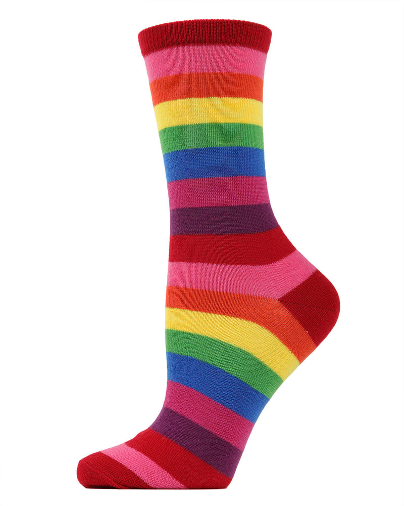 MeMoi Rainbow Stripe Crew Socks