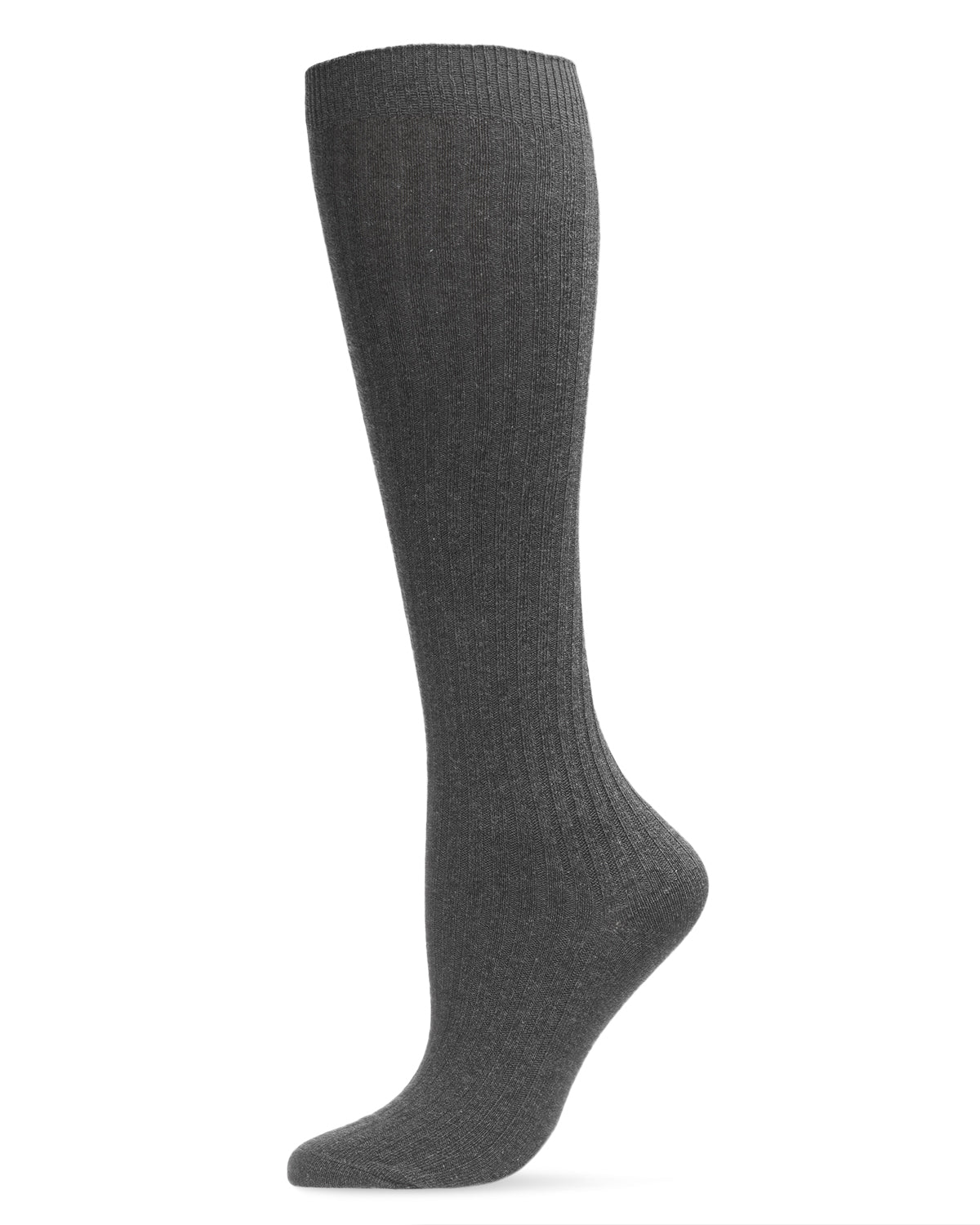 Ribbed Cotton Blend Knee High Sock : Color: Charcoal