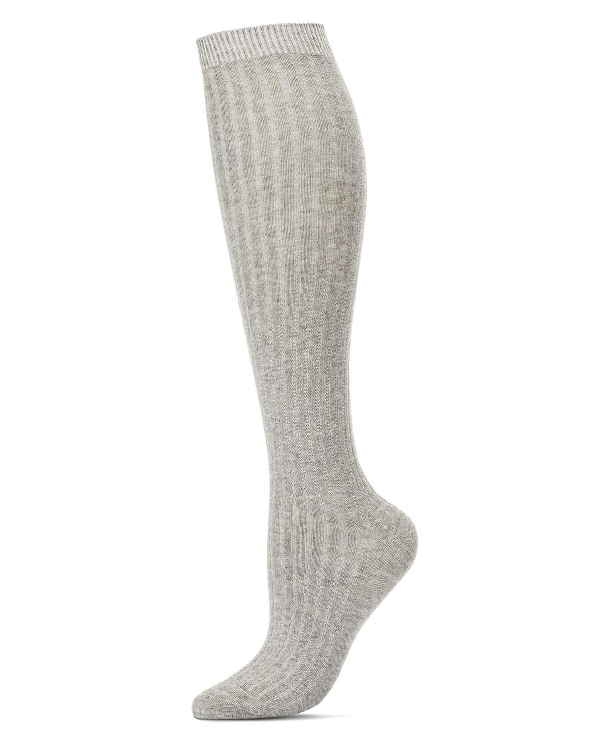 Ribbed Cotton Blend Knee High Sock : Color: Light Gray Heather