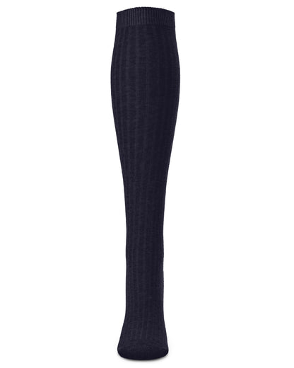 Ribbed Cotton Blend Knee High Sock : Color: Navy