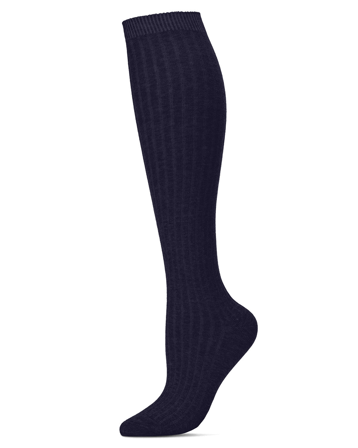 Ribbed Cotton Blend Knee High Sock : Color: Navy