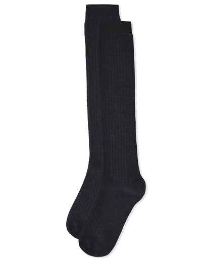 Ribbed Cotton Blend Knee High Sock : Color: Navy