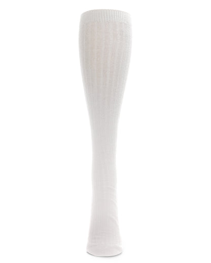 Ribbed Cotton Blend Knee High Sock : Color: White