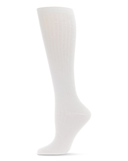 Ribbed Cotton Blend Knee High Sock : Color: White