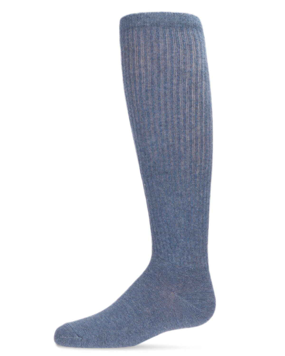 Girl's Athletic Ribbed Cotton Blend Knee High Sock : Color: Med Denim Heather