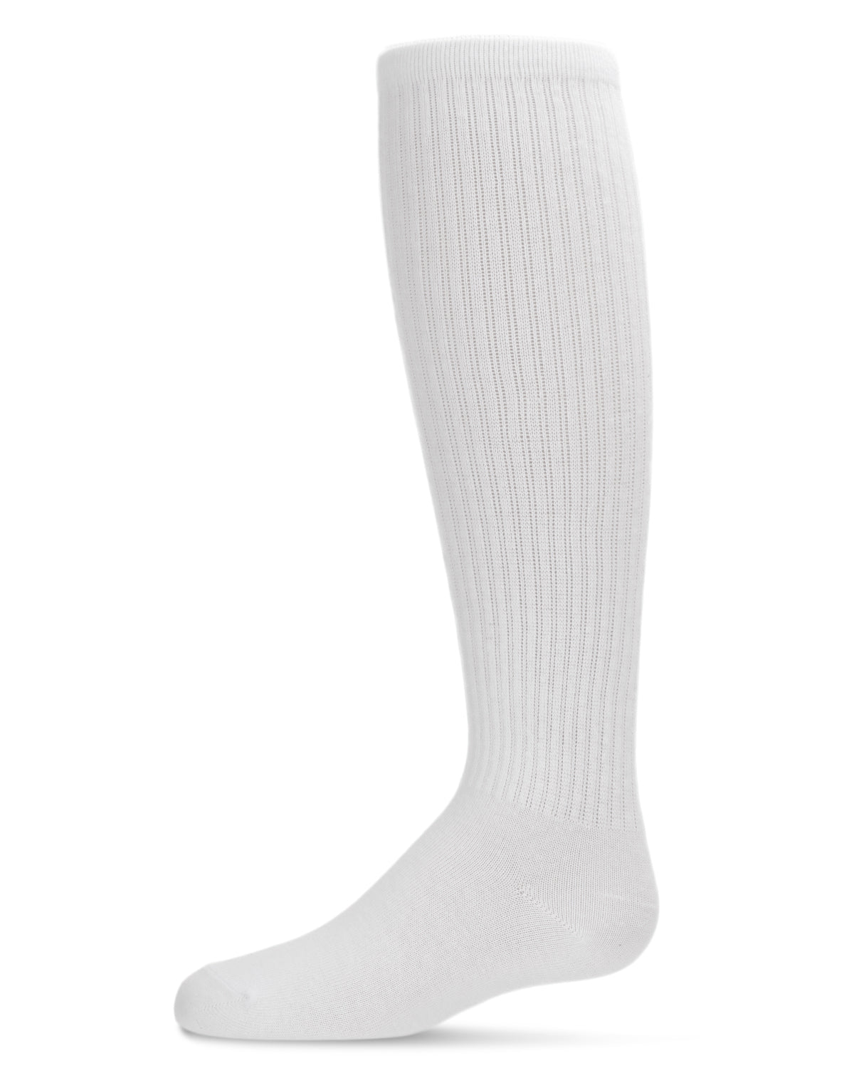 Girl's Athletic Ribbed Cotton Blend Knee High Sock : Color: White
