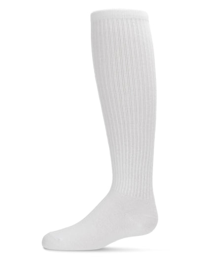 Girl's Athletic Ribbed Cotton Blend Knee High Sock : Color: White