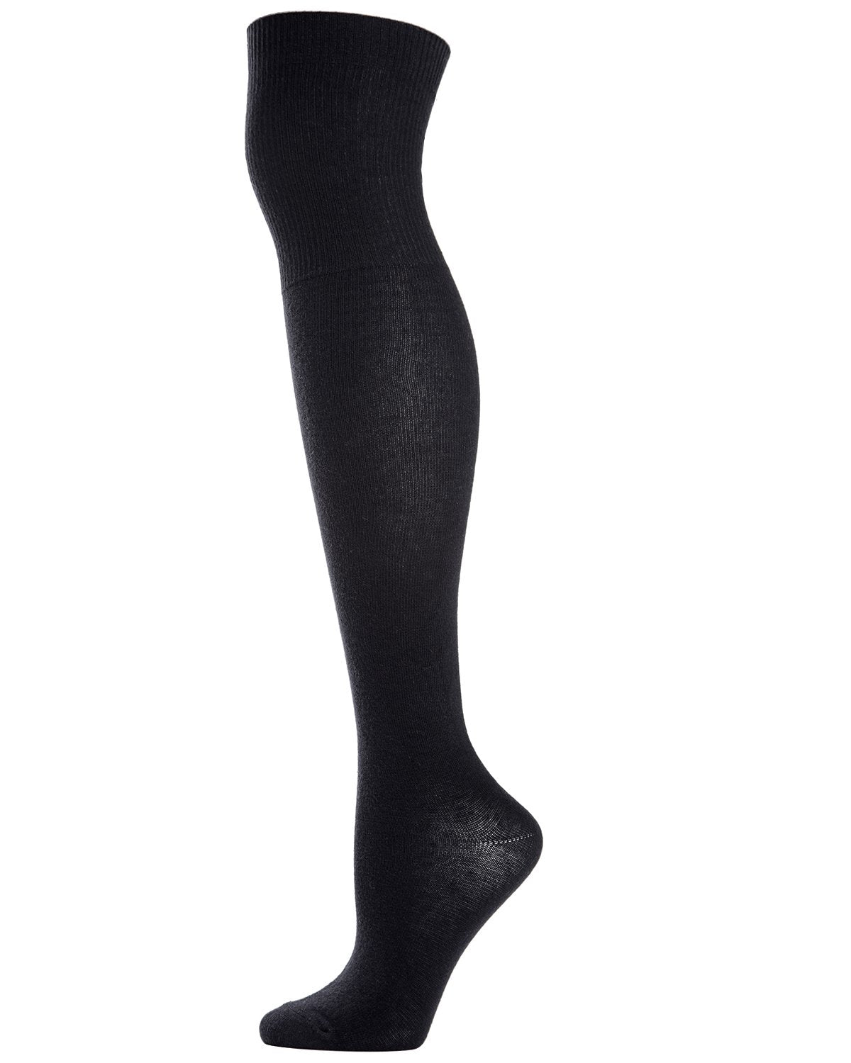Girls Over The Knee Flat Knit Cotton Blend Uniform Socks : Color: Black