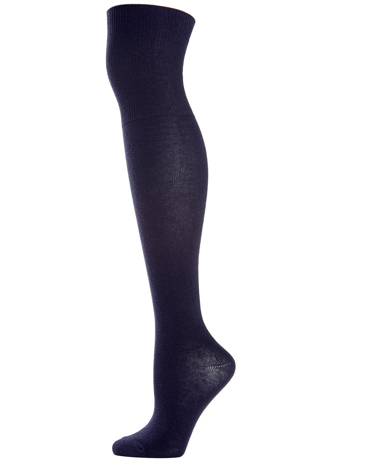 Girls Over The Knee Flat Knit Cotton Blend Uniform Socks : Color: Navy