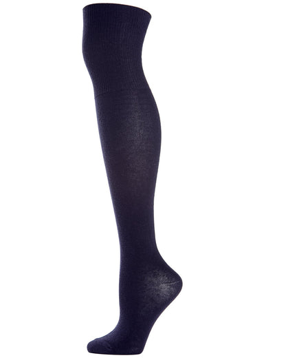 Girls Over The Knee Flat Knit Cotton Blend Uniform Socks : Color: Navy