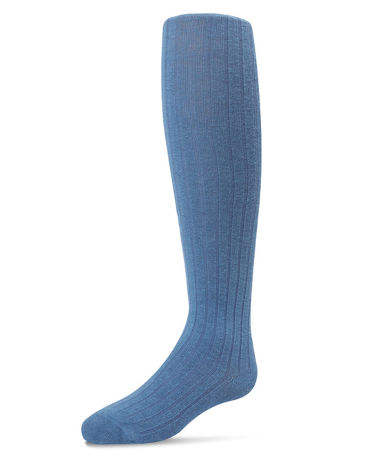 Ribbed Cotton Blend Basic Non-Binding Infant Tights : Color: Blue