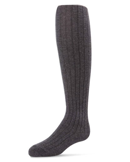 Girls' Essential Ribbed Cotton Tights : Color: Dark Gray Heather