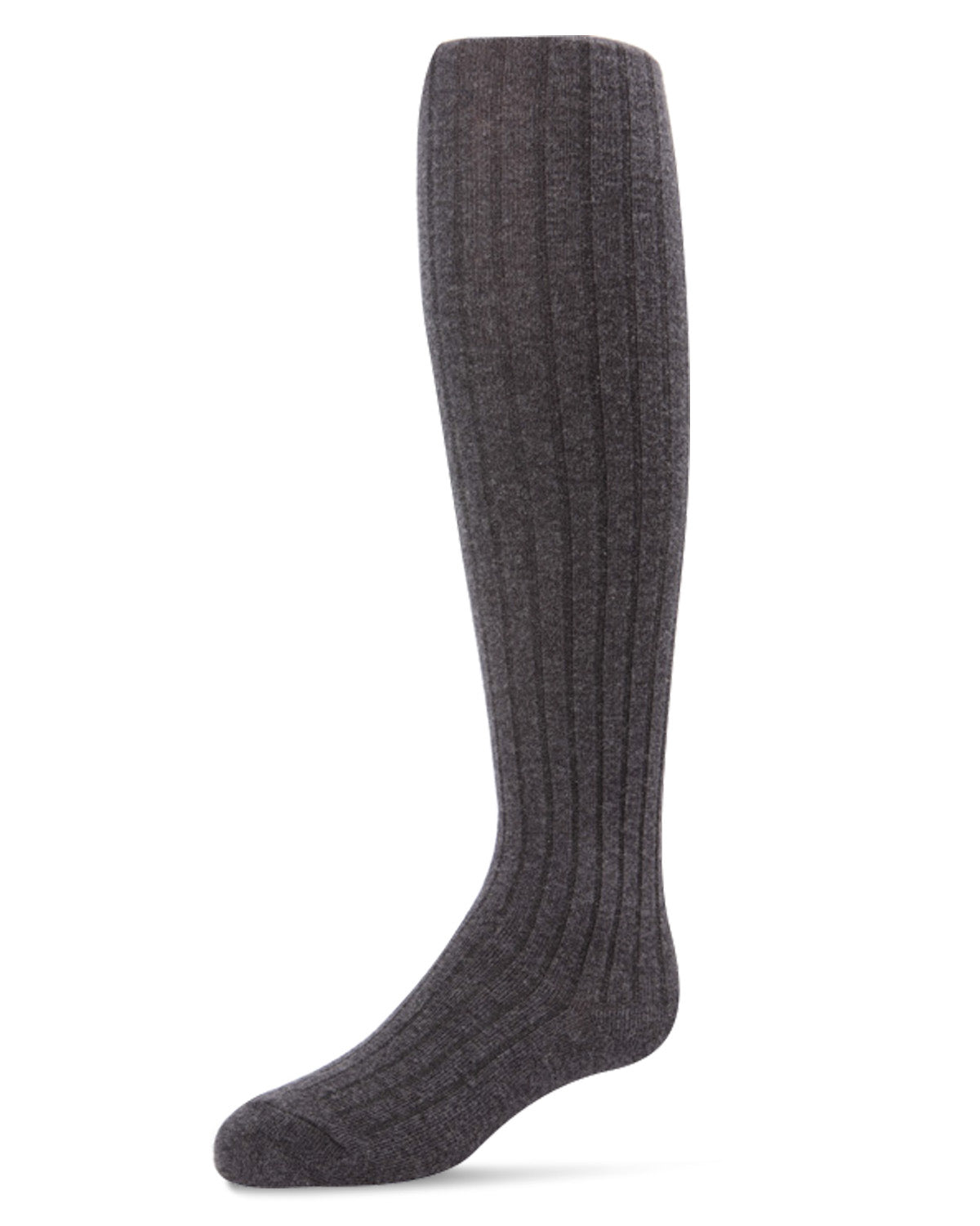 Girls' Essential Ribbed Cotton Tights : Color: Dark Gray Heather