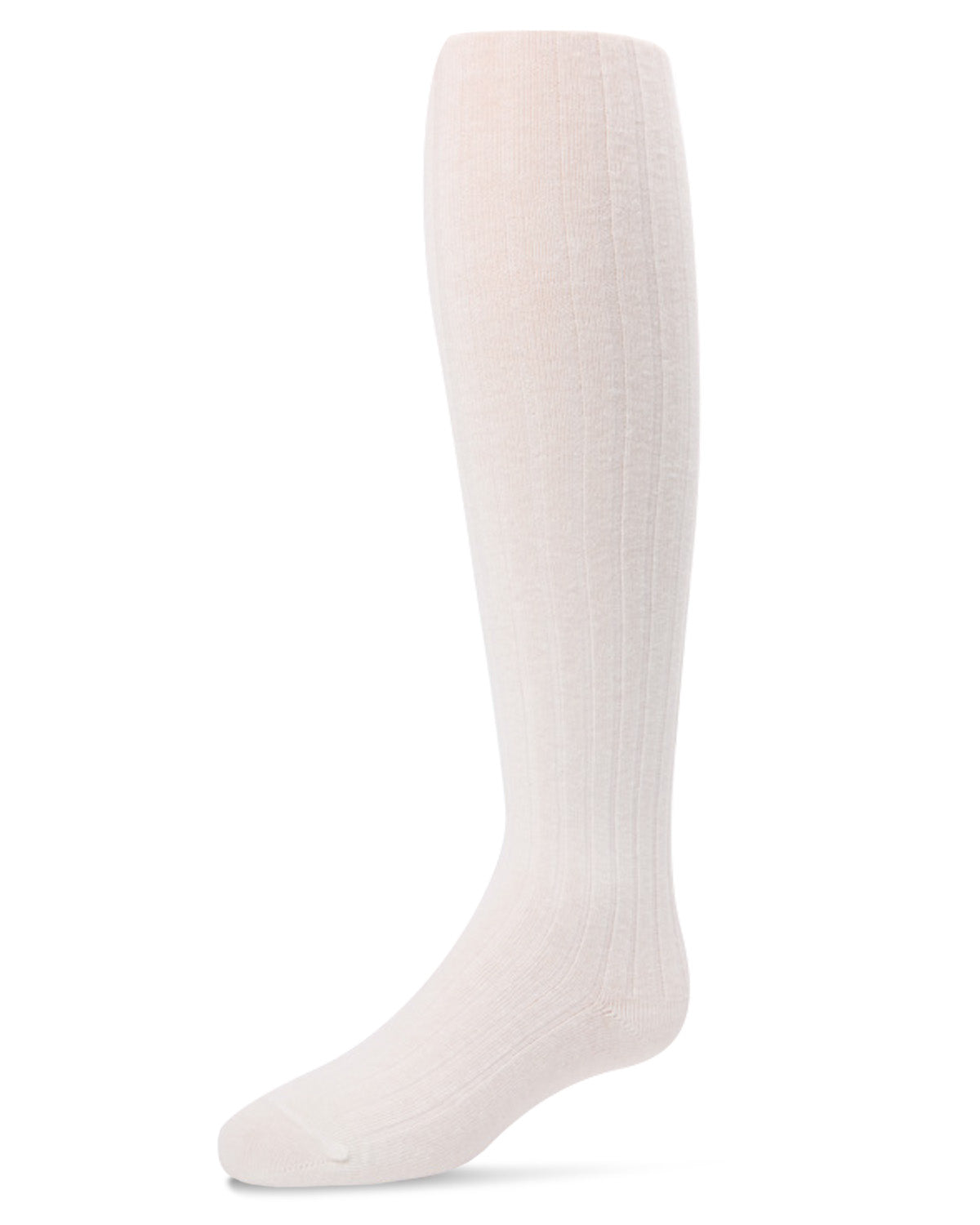 Girl's Ribbed Cotton Blend Tights : Color: White
