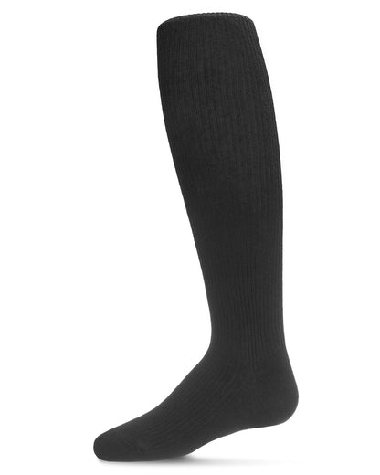 Pinned Ribbed Cotton Blend Basic Girls Tights : Color: Black
