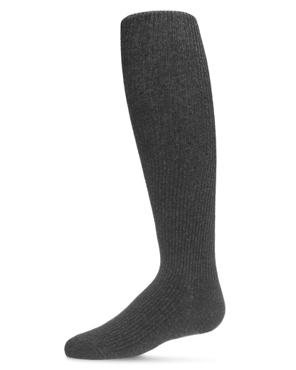 Pinned Ribbed Cotton Blend Basic Girls Tights : Color: Dark Gray Heather