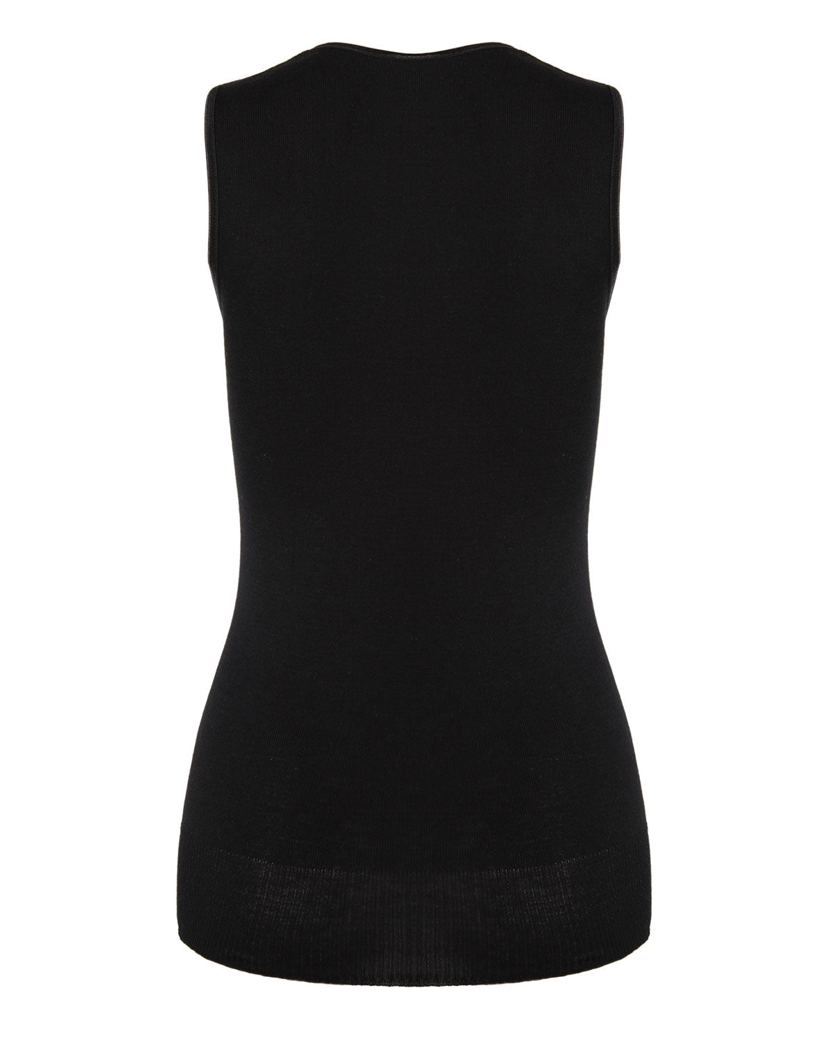 Poly Viscose Flat Knit Round Neck Vest : Color: Black