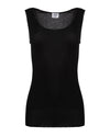 Poly Viscose Flat Knit Round Neck Vest : Color: Black