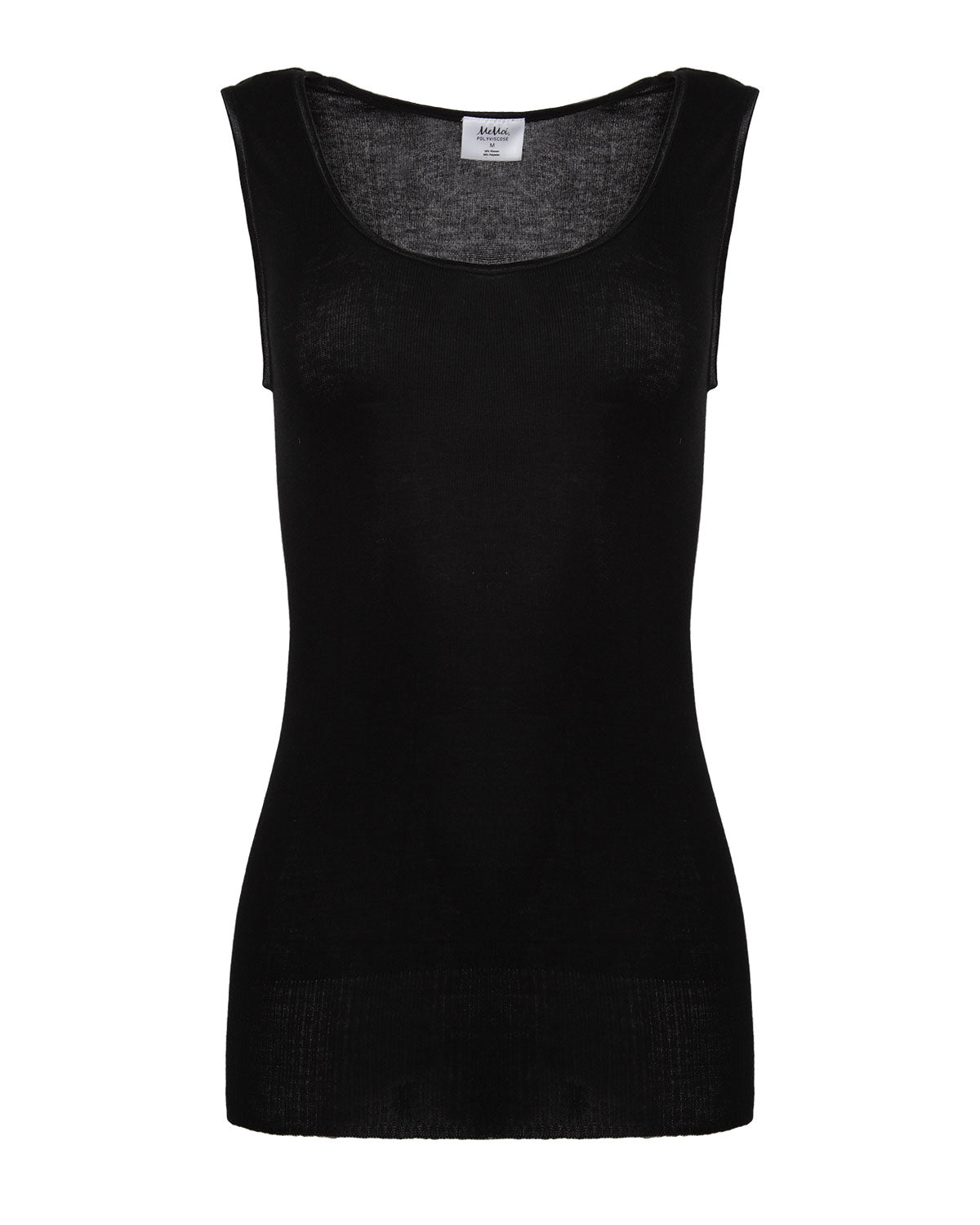 Poly Viscose Flat Knit Round Neck Vest : Color: Black