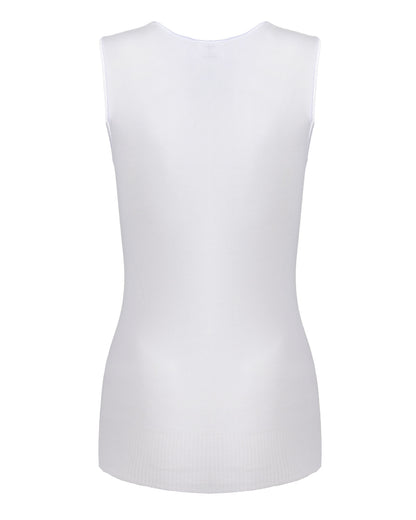 Poly Viscose Flat Knit Round Neck Vest : Color: Black