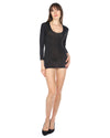 Modal Long Sleeve Round Neck Top : Color: Black