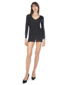 Women's 100% Merino Wool Long Sleeve Round Neck Top : Color: Black