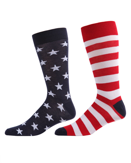 Stars and Stripes Patriotic Crew Socks : Color: Navy