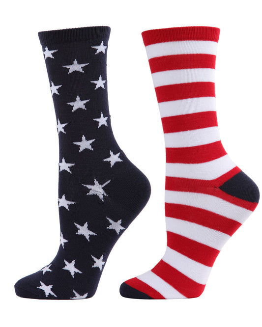 Stars and Stripes Patriotic Crew Socks : Color: Navy
