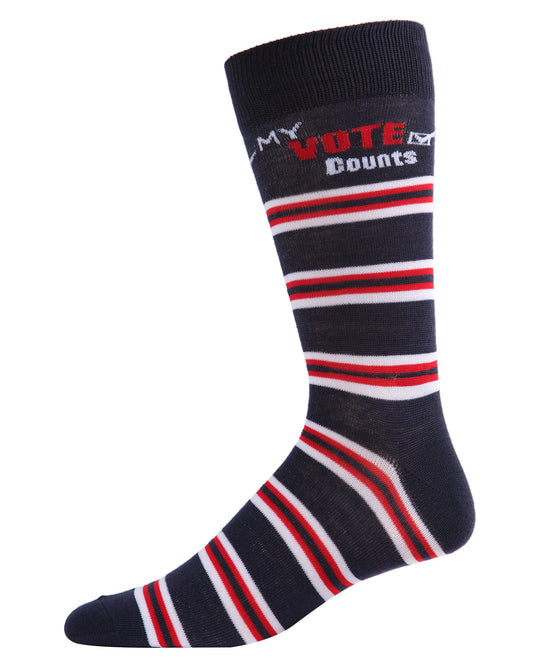 My Vote Counts Men's Crew Socks : Color: Navy