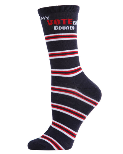 My Vote Counts Men's Crew Socks : Color: Navy