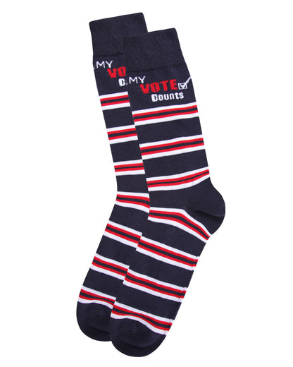 My Vote Counts Men's Crew Socks : Color: Navy