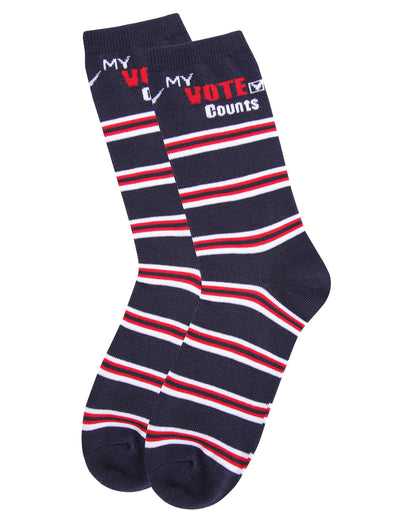 My Vote Counts Men's Crew Socks : Color: Navy