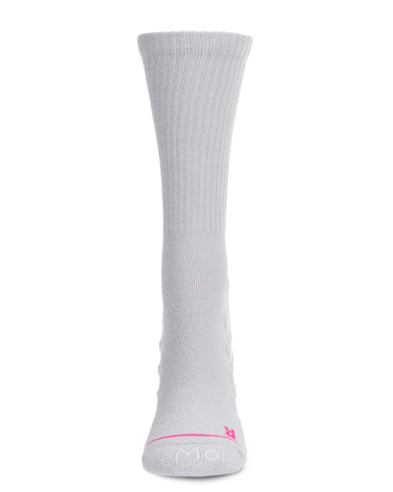 Women's Ribbed Performance Combed Cotton Blend Moderate Compression Crew Socks