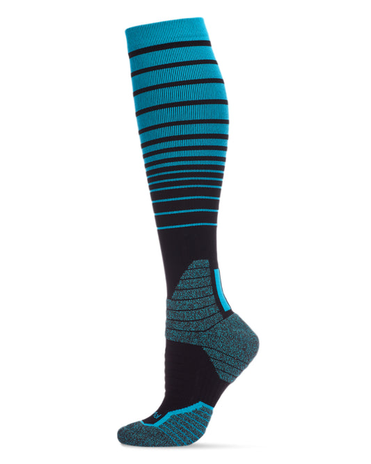 Women's Gradient Stripe Performance Knee High Nylon Moderate Compression Socks : Color: Electric Blue