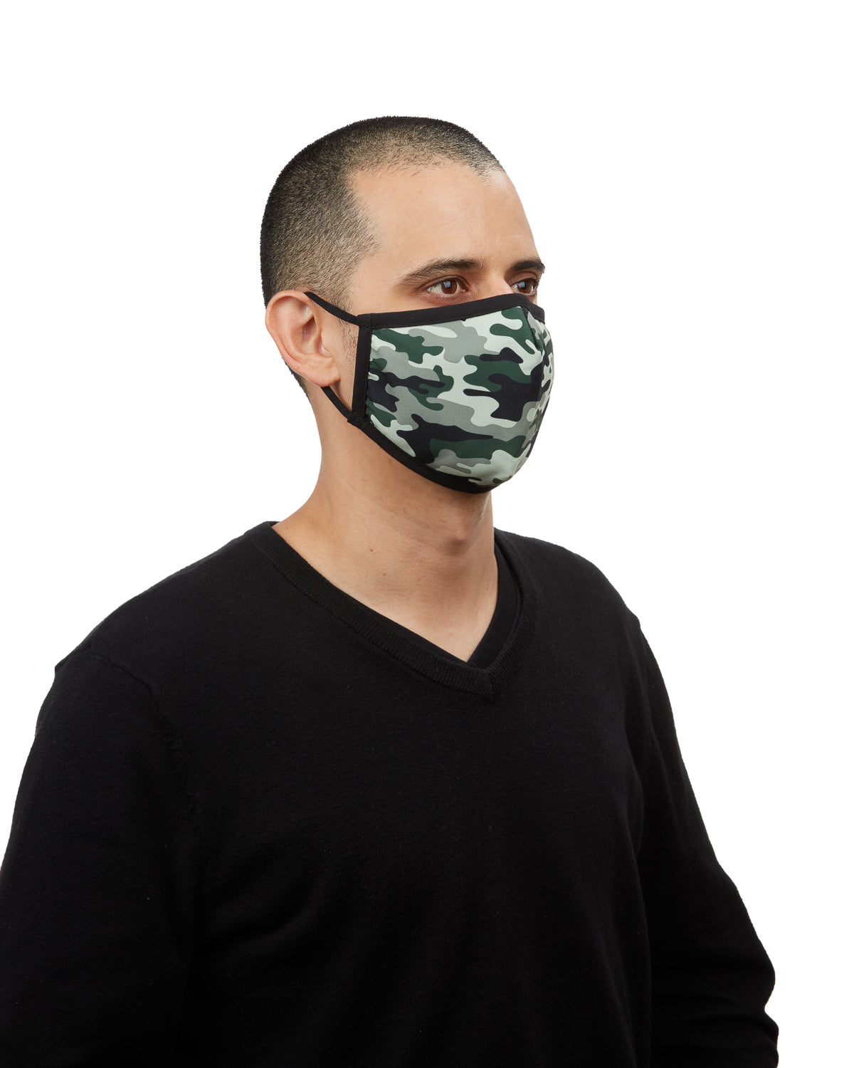 Camo Fashion Face Covering with 5-Layer Filter Inserts : Color: Green