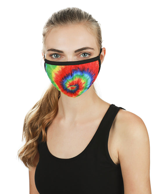 Tie Dye Fashion Face Covering with 5-Layer Filter Inserts : Color: Tie Dye Multi