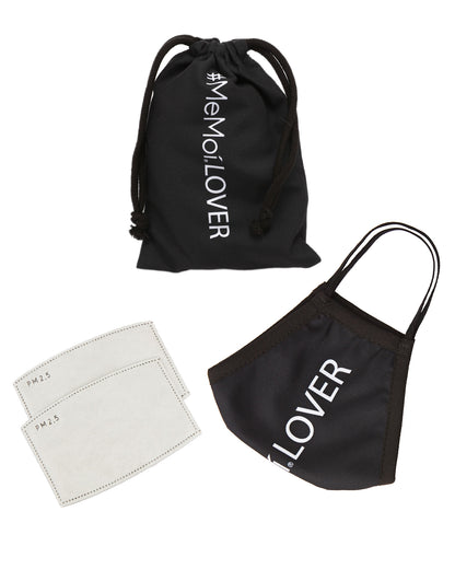 #MeMoiLover Fashion Face Mask with 5-Layer Filter Inserts : Color: Black