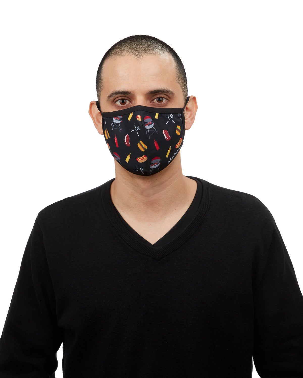BBQ Grilling Fashion Face Covering with 5-Layer Filter Inserts : Color: Black
