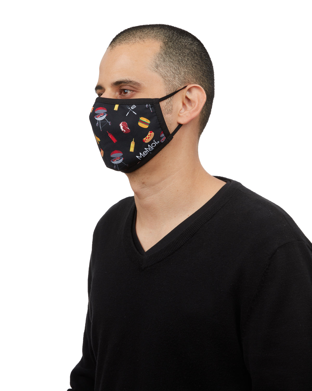 BBQ Grilling Fashion Face Covering with 5-Layer Filter Inserts : Color: Black