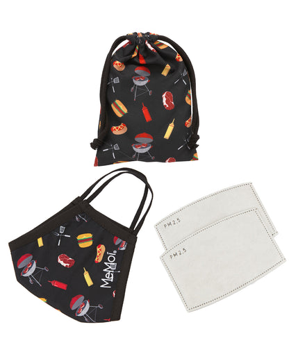 BBQ Grilling Fashion Face Covering with 5-Layer Filter Inserts : Color: Black