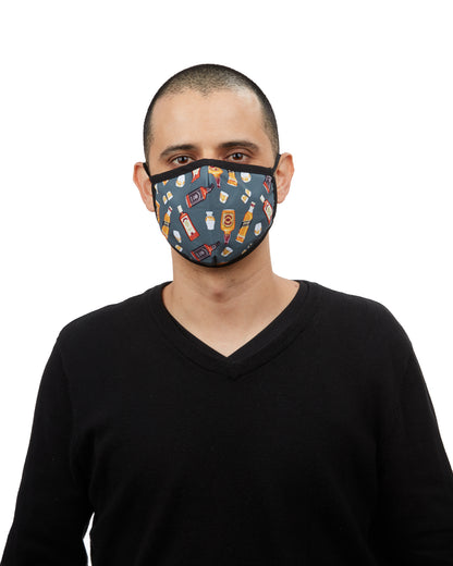 Whiskey Fashion Face Covering with 5-Layer Filter Inserts : Color: Dark Gray