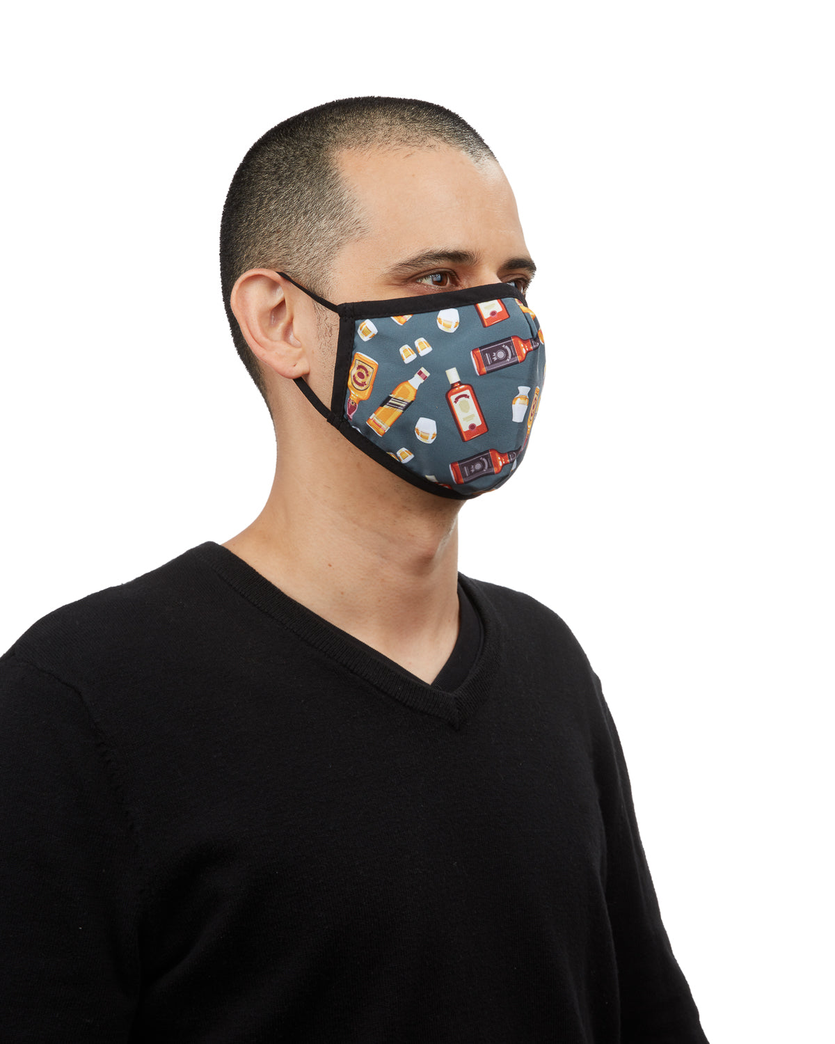 Whiskey Fashion Face Covering with 5-Layer Filter Inserts : Color: Dark Gray