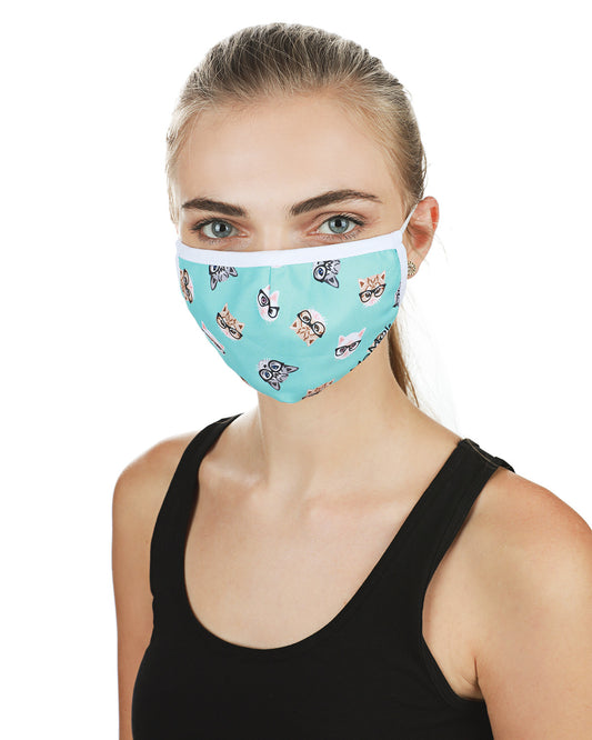 Studious Cats Fashion Face Covering with 5-Layer Filter Inserts : Color: Blue